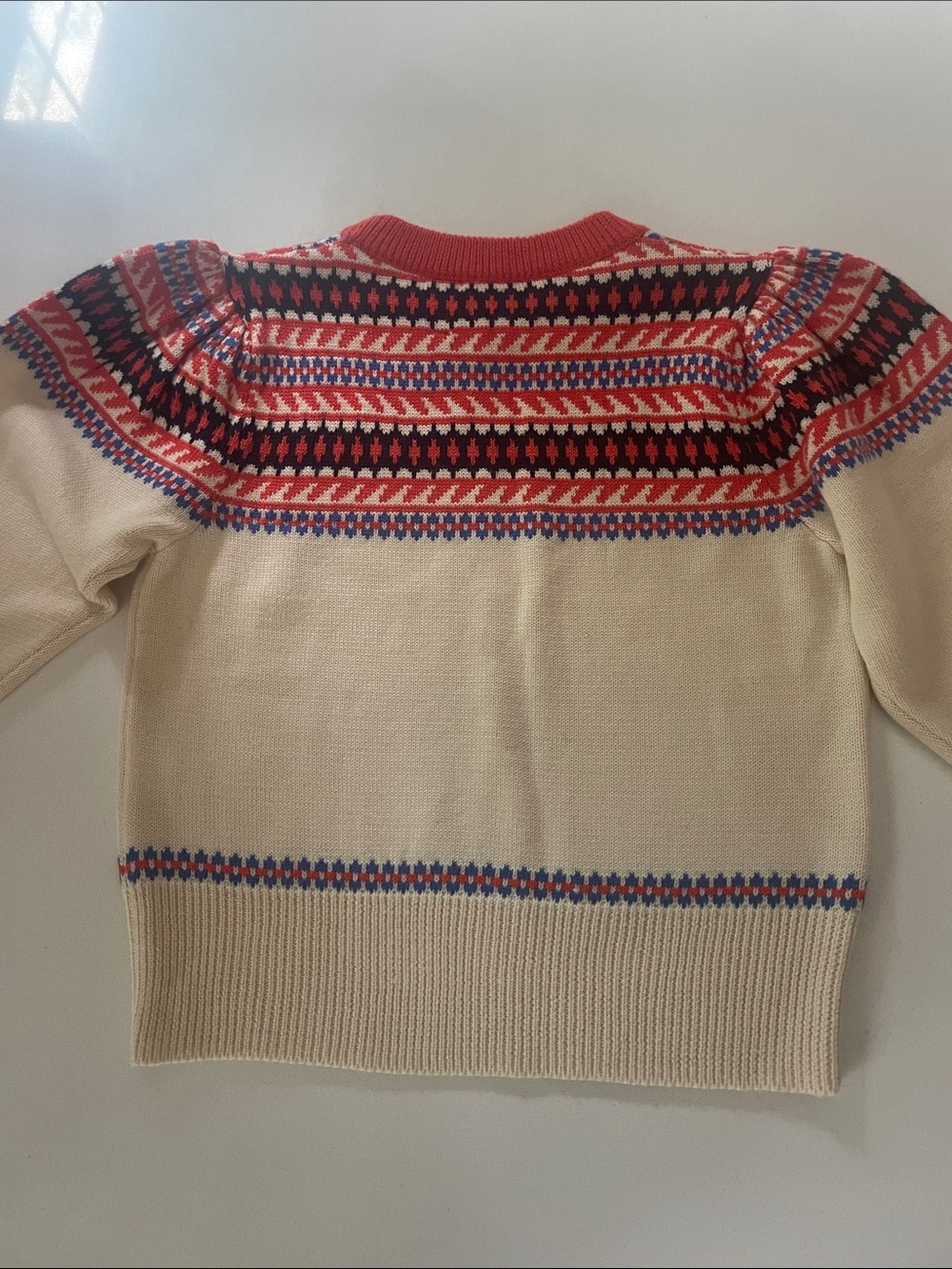 Hunter Bell Jackie Fair Isle Wool Blend Crewneck Sweater Cream Puff Shoulder XS - Picture 11 of 13
